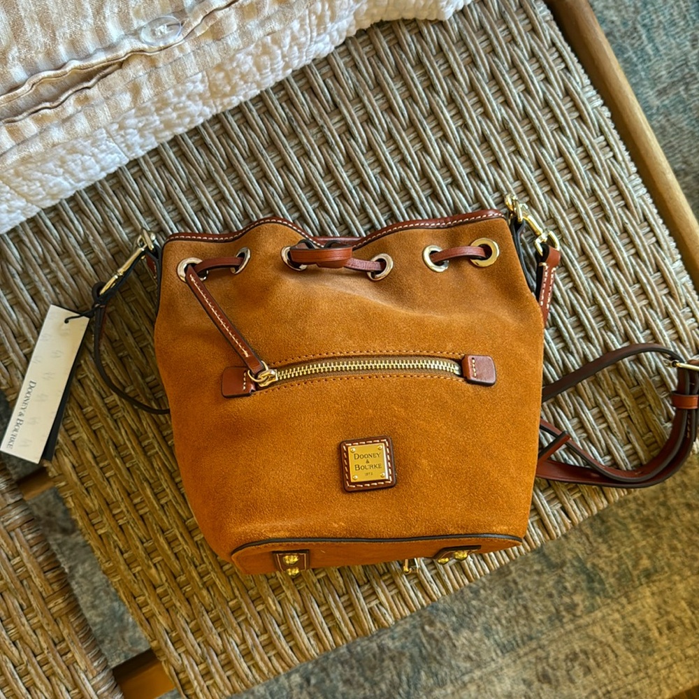NWT Dooney and Burke Suede Drawstring Shoulder Bag